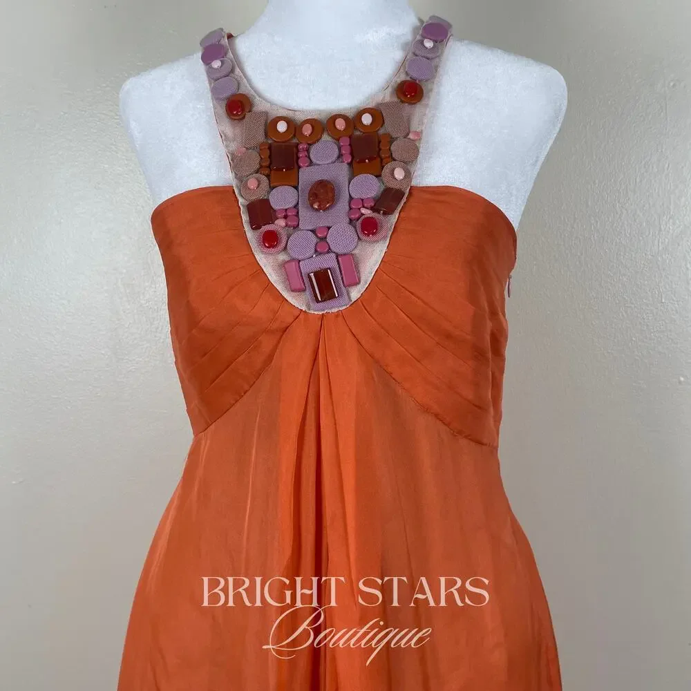 Extremely Rare Orange Embellished Silk Dress ASO Gaby Solis Desperate Housewives